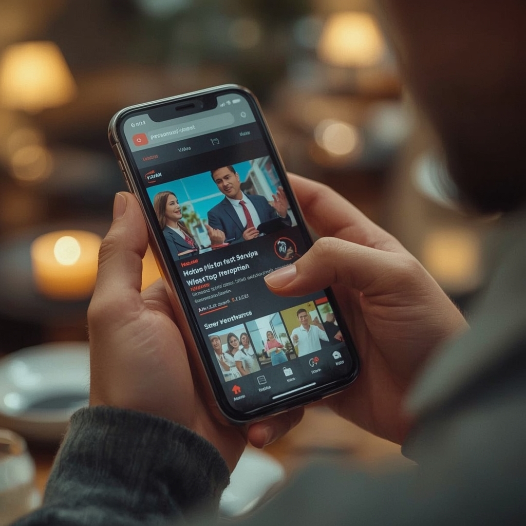 unlocking - a detailed scene showing a personalized video interface on a smartphone, adapting content to a user’s preferenc