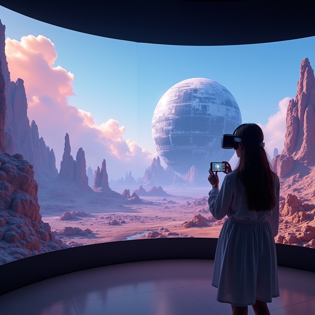 unlocking - an immersive virtual reality experience with users engaging in a visually rich, AI-generated interactive brand st