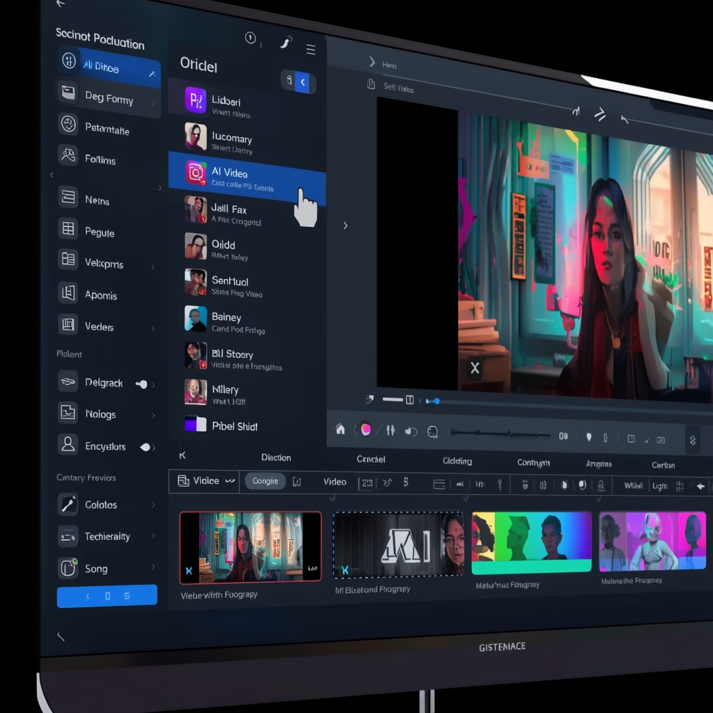 revolutionizing - Detailed visualization of a user interface on a creative software, showing options for AI video customizati