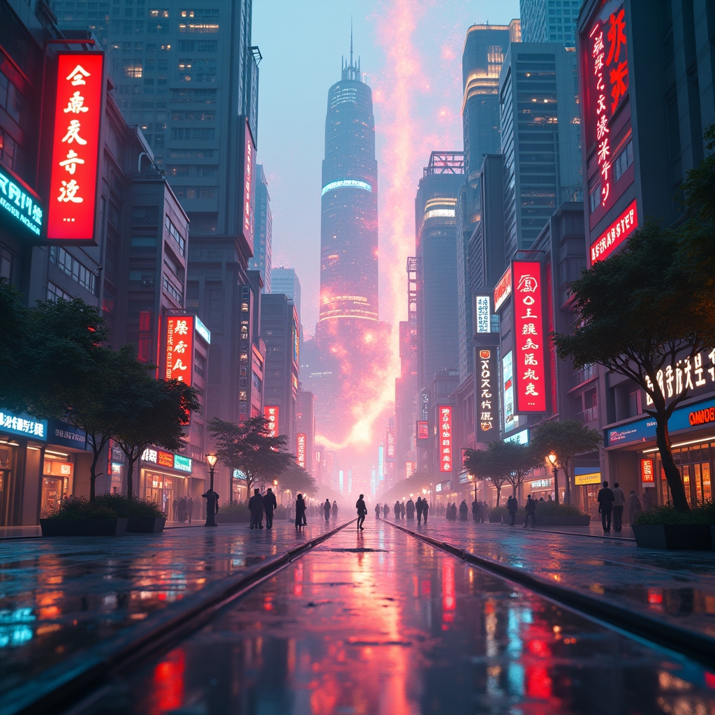 unlocking - an AI-driven animation sequence showing a detailed and realistic urban landscape transforming into a fantastical