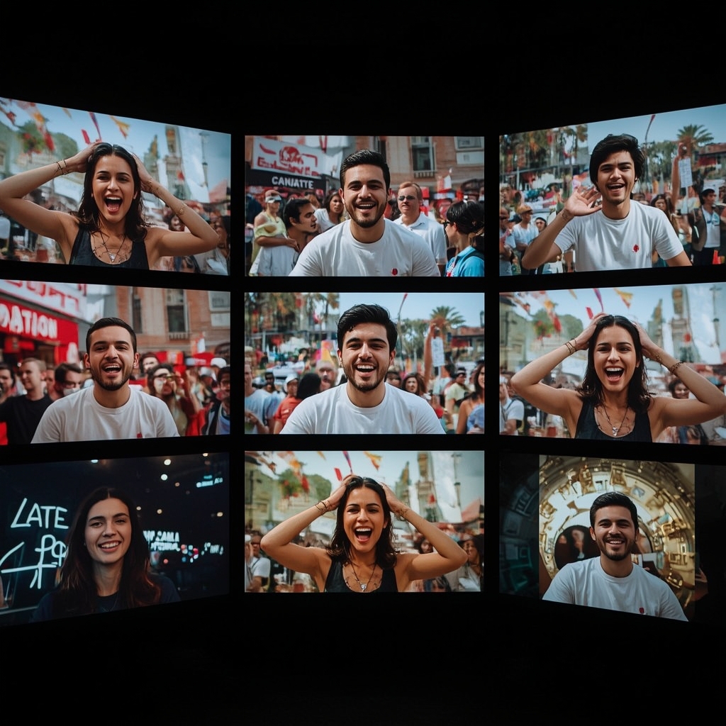unlocking - a series of screens showing various, highly personalized AI-generated videos, each tailored to different viewer d