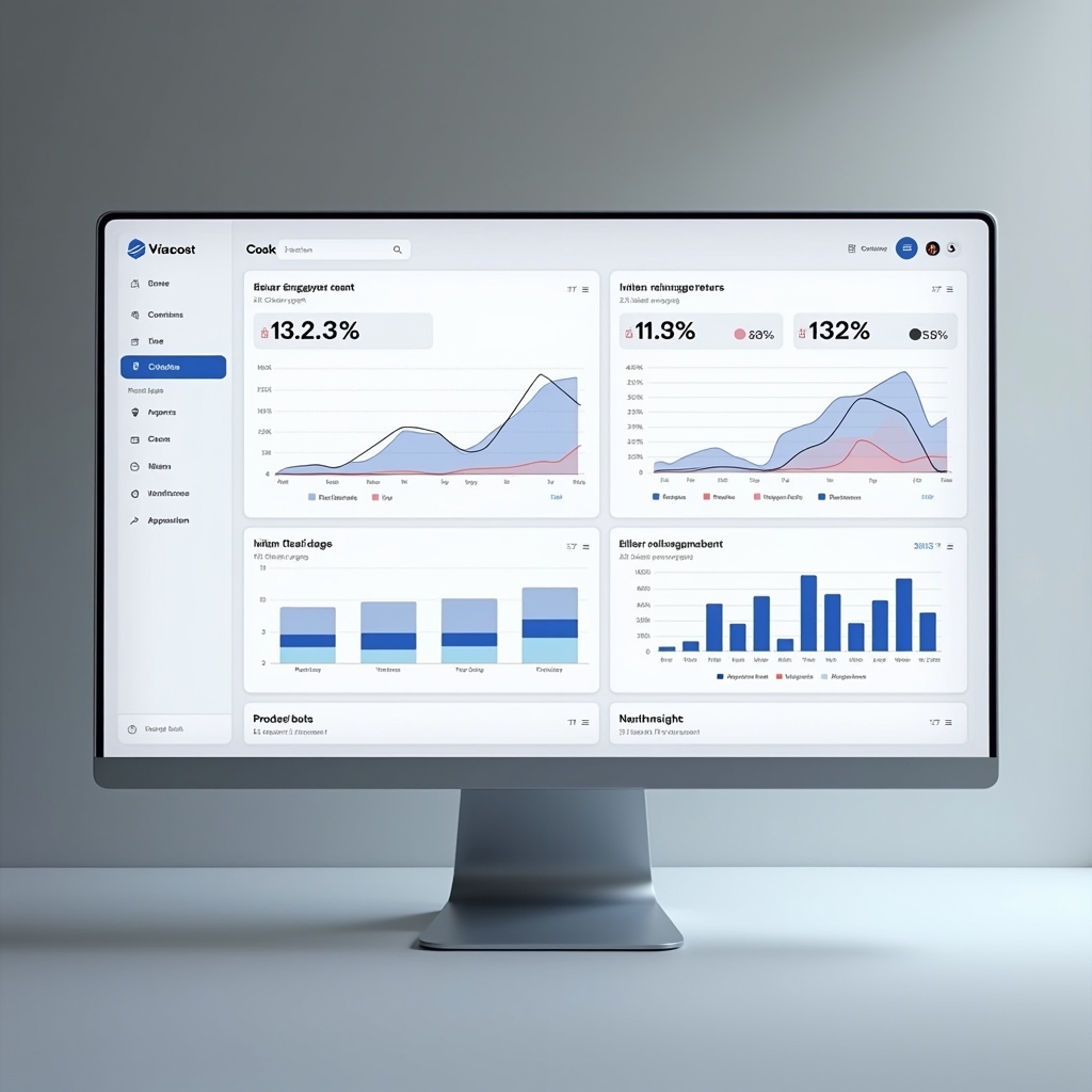 revolutionizing - sleek AI video analytics dashboard displaying real-time viewer engagement stats, interactive heatmaps, and