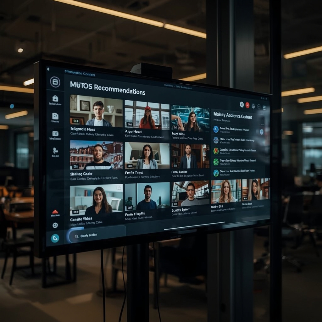 revolutionizing - a personalized user interface on a digital screen showing tailored video content recommendations, featuring