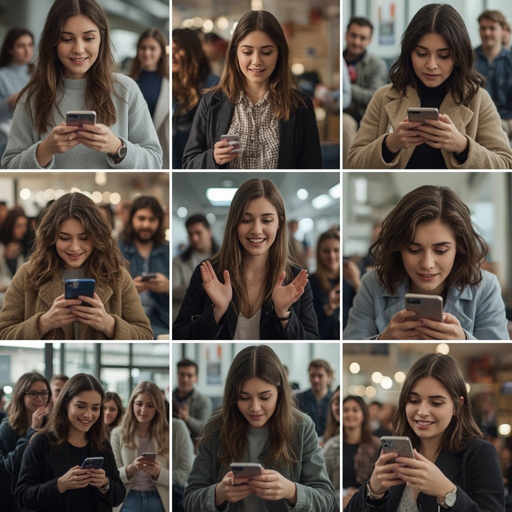 unlock - Influencer discussing products in a personalized video, diverse audience watching on various devices, emotionally en