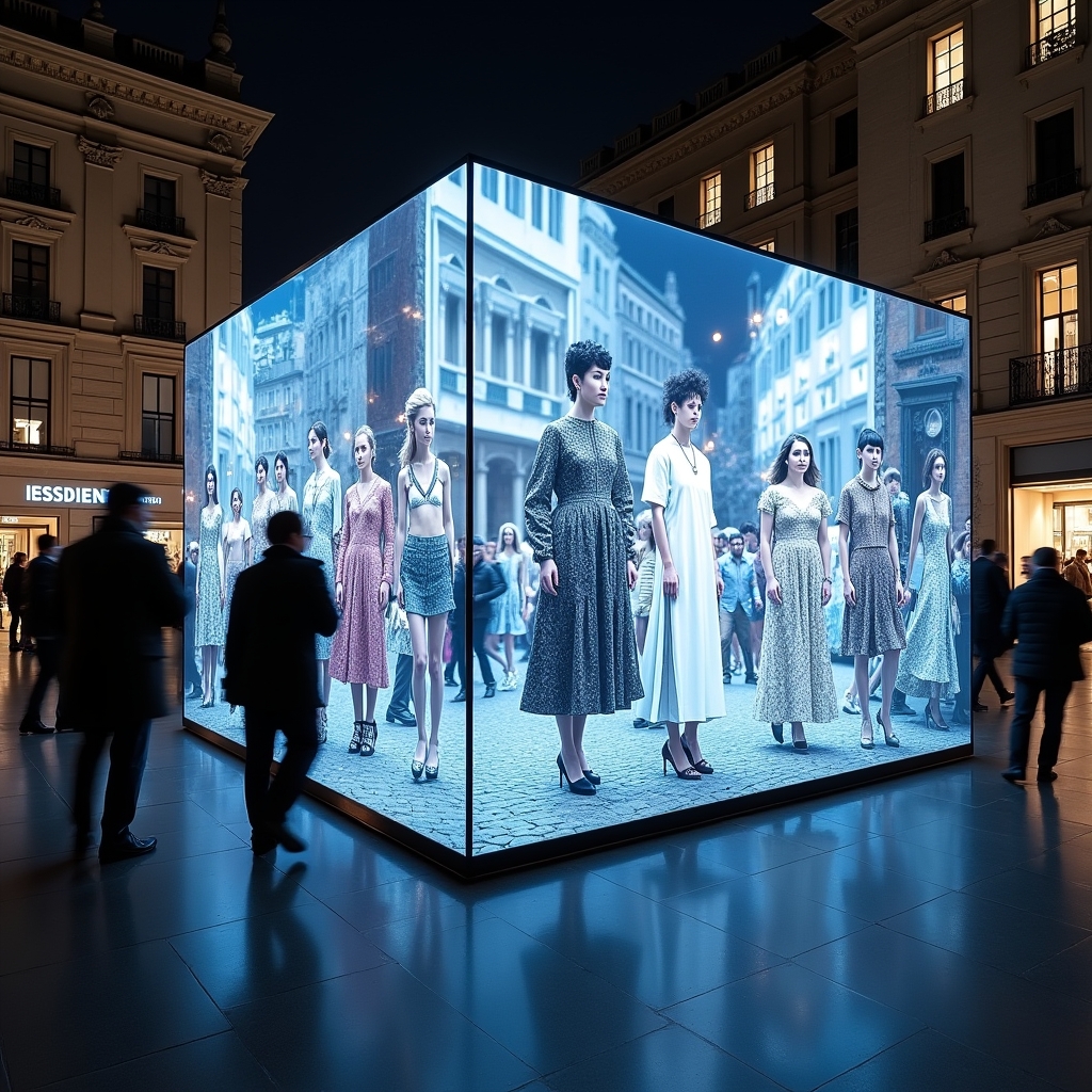 revolutionizing - interactive AI-driven video display reacting in real-time to user interactions, showing varied content adap