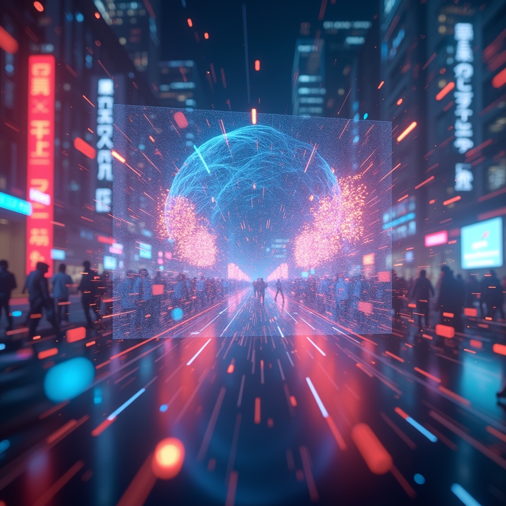 revolutionizing - futuristic augmented reality video production with 3D virtual elements being integrated into a live video s