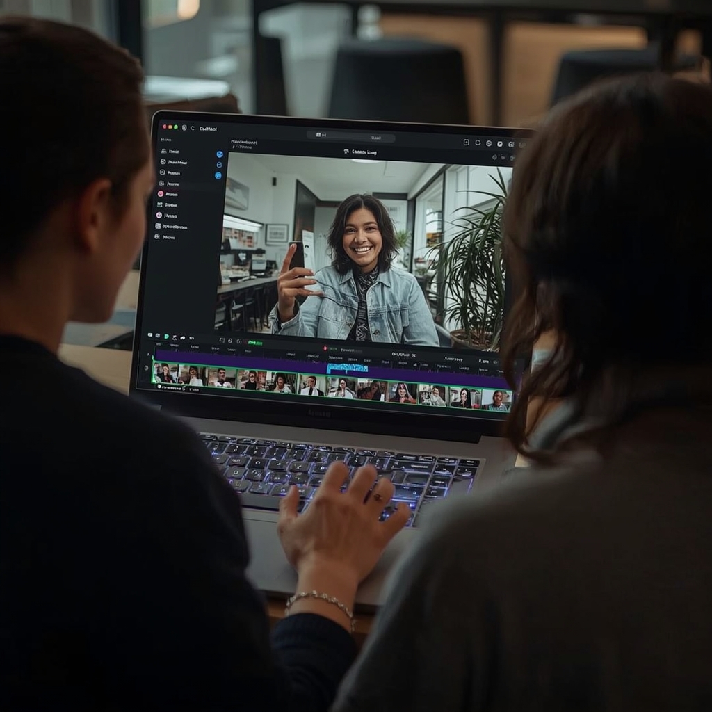 unlock - collaborative cloud-based editing platform showcasing real-time updates, multiple user avatars making edits, a sleek