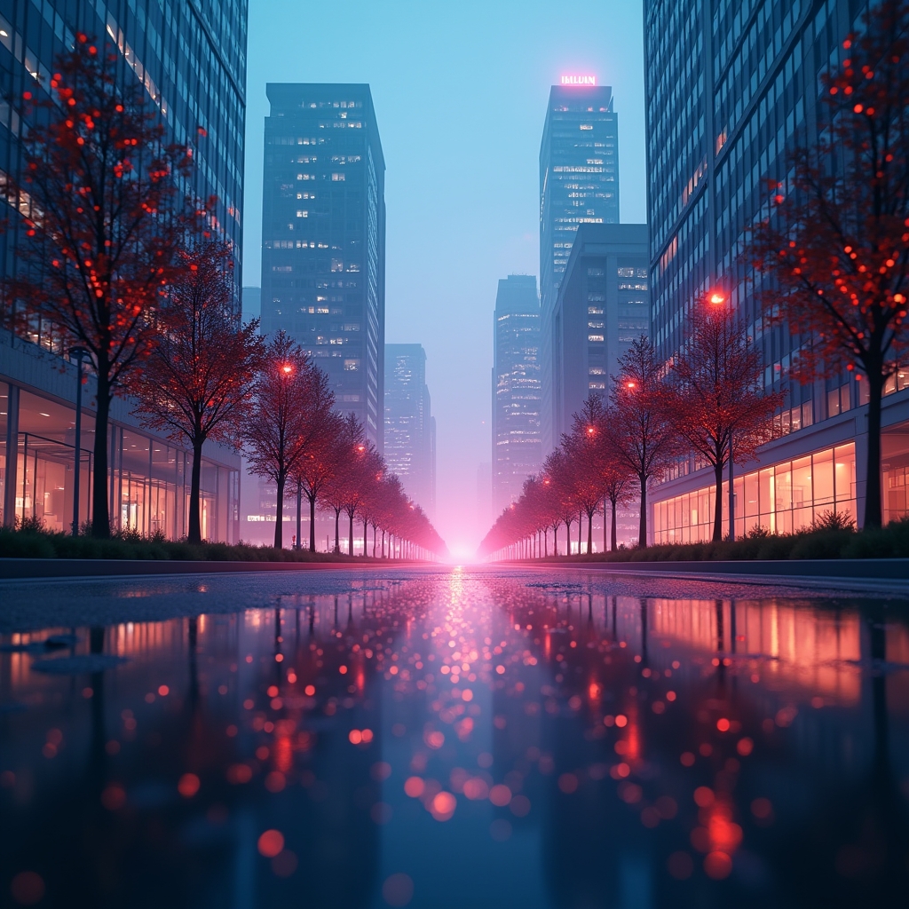 unlock - AI generating a vibrant, detailed cityscape video from a simple text description, showcasing the seamless integratio