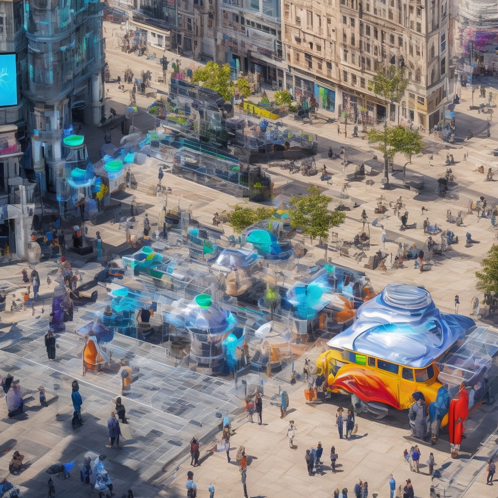 unlocking - An interactive AI video display engaging users in a public space, showcasing high-definition video content that c