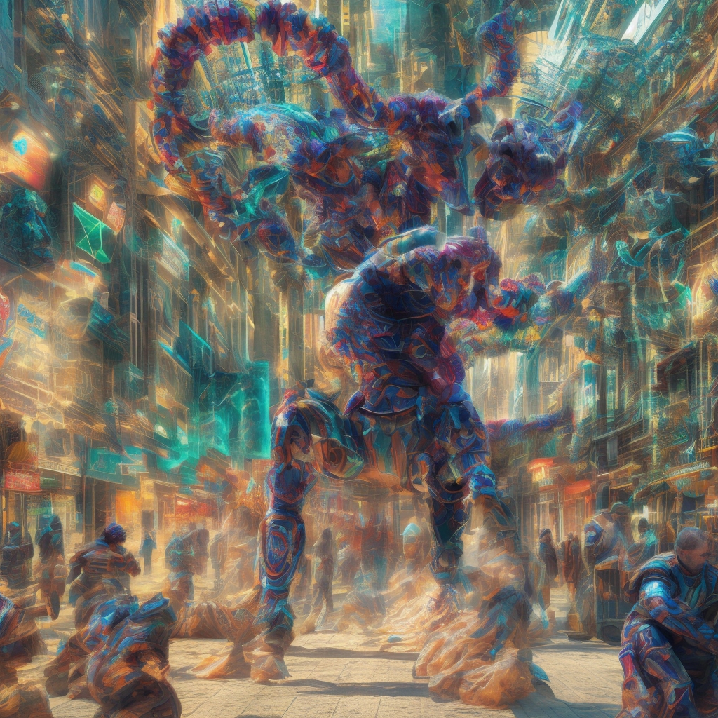 revolutionizing - advanced AI video generation depicting a scene with complex visual effects, vibrant colors, high detail, an