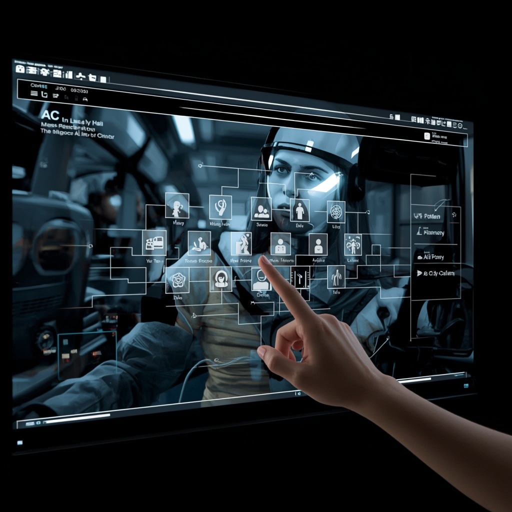 unlocking - interactive AI video interface showing a choice-driven storyline, modern, sleek design, user choosing their path